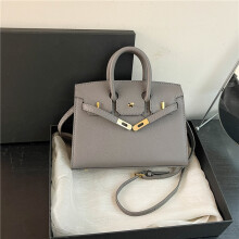 (Gray large) Fashionable lock Birkin bag hand-held shoulder crossbody bag