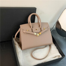 (Khaki large) Fashionable lock Birkin bag hand-held shoulder crossbody bag