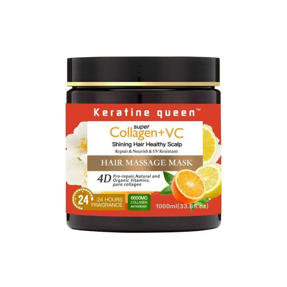 Keratine Queen Super Collagen+VC Shining Hair Healthy Scalp Hair Mask | Nourish, Revitalize & Promote Healthy Hair Growth 1000ml
