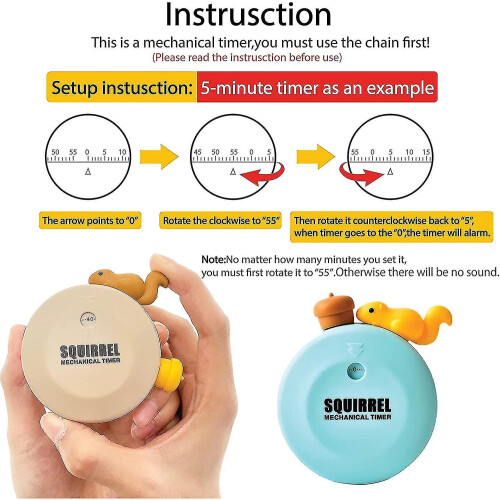 Timer For Kids - Magnetic 60-minute Visual Timer For Classroom, Cooking, Reading, Gym, And More (squirrel, 2 Pack) 2
