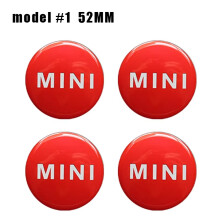 (52mm MINI Model 1) 4pcs 52mm Epoxy Car Wheel Center Hub Cap Badge Emblem Sticker Auto Styling For Mini Cooper One S JCW R50 R53 R55 R56 R60 F55 F56