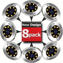 (8PCS) LED Ground Spot Solar Lights, Outdoor Waterproof Landscape Lights, Solar Disk Lights