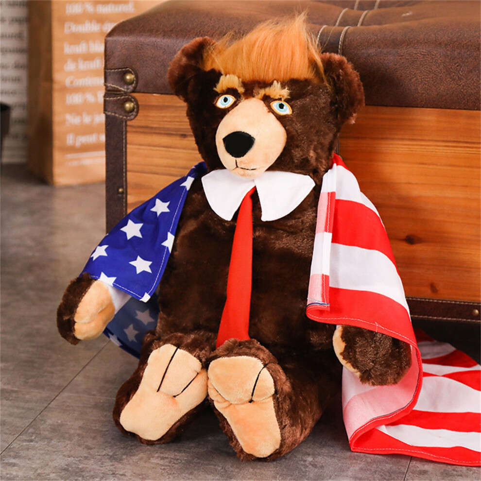 Flemye (As Shown) Stuffed Toy Bear Comfortable Fabric Plush Toy Trump Bear Plush Toy Funny Cartoon Doll