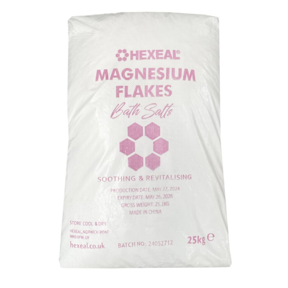 Hexeal Magnesium Flakes | 25Kg Bag | 100% Pure | Bath Soak | Magnesium Chloride