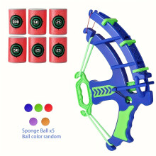 (Blue) 12pcs Bow and Arrow Game Set - Soft Bullet Targets for Family Fun & Parent-Youngsters Bonding