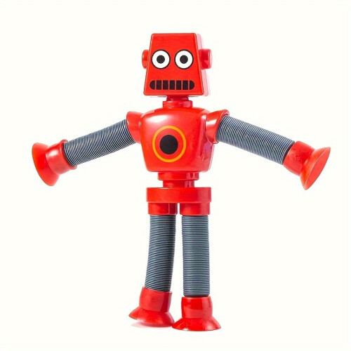 (Red) DIY Transforming Suction Cup Robot Toy for Youngsters 6-8 - Creative & Educational Sensory Play