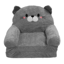 (Gray) Folding Lazy Sofa Plush Toddler Chair Cute Cat Seat Cushion Soft Bean Bag For Home Office