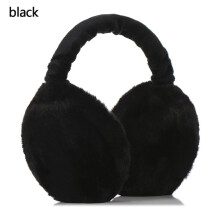 (Black) Unisex Faux Fur Earmuffs - Soft Plush Ear Warmers, Foldable Coldproof Ear Muffs