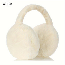 (white) Unisex Faux Fur Earmuffs - Soft Plush Ear Warmers, Foldable Coldproof Ear Muffs