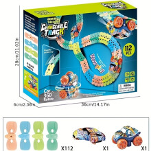 (Luminous rail car-112PCS) 1 Set Colorful Luminous Electric Rail Cars, Hangable Race Track Car Toy Game Set