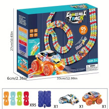 (Colorful track-95PCS) 1 Set Colorful Luminous Electric Rail Cars, Hangable Race Track Car Toy Game Set