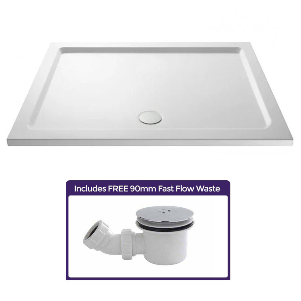 Slim Rectangle Stone Resin 1400 x 800mm Shower Tray For Wetroom and Free Waste