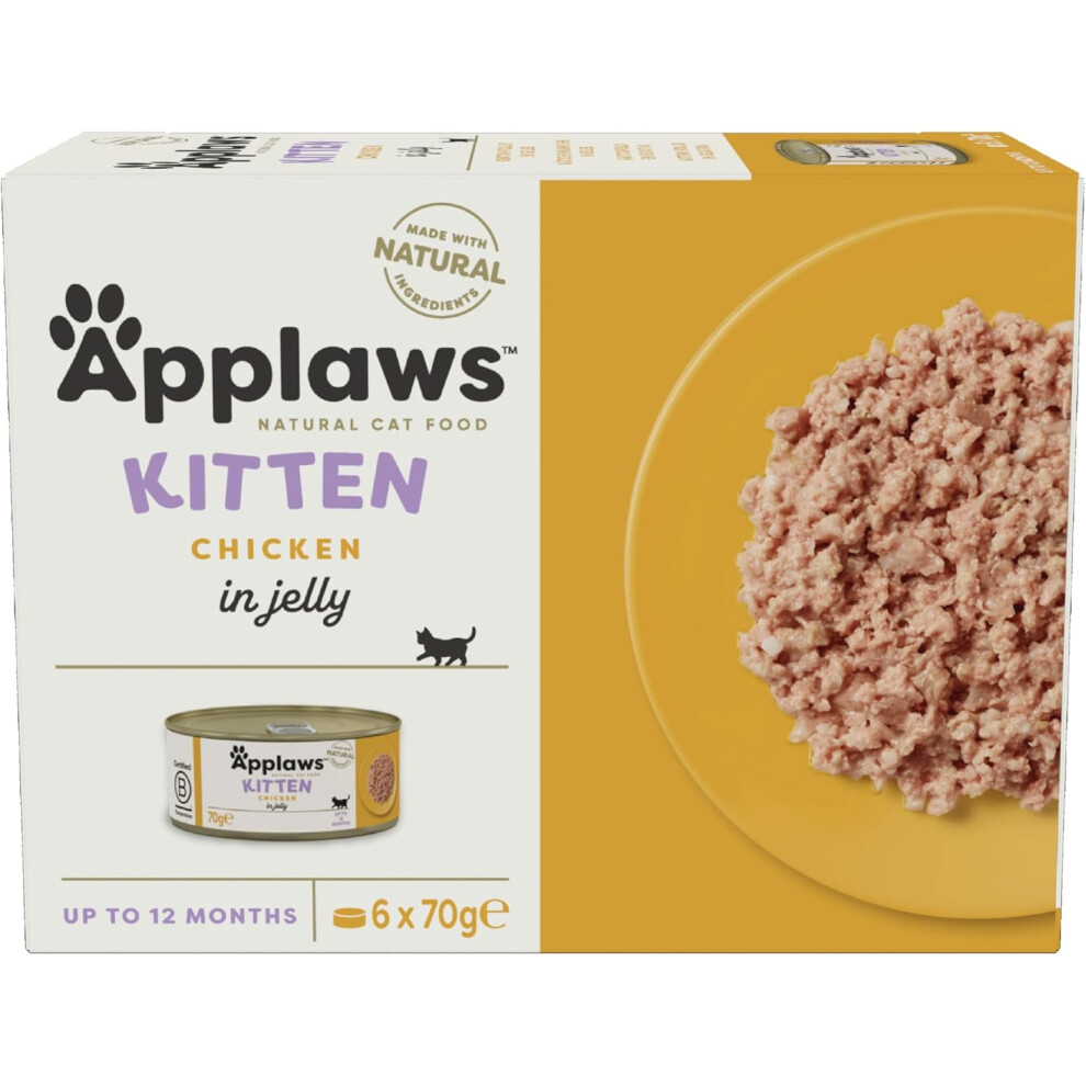 Applaws Natural Wet Kitten Food, Chicken Multipack in Jelly 70 g Tin - 4 x (6 x 70 g) Tins