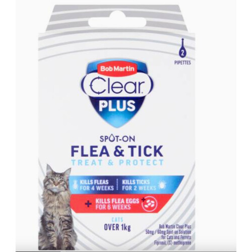 Bob Martin Bob Martin Clear Plus Spot-On Solution for Cats & Ferrets 2 Treatments