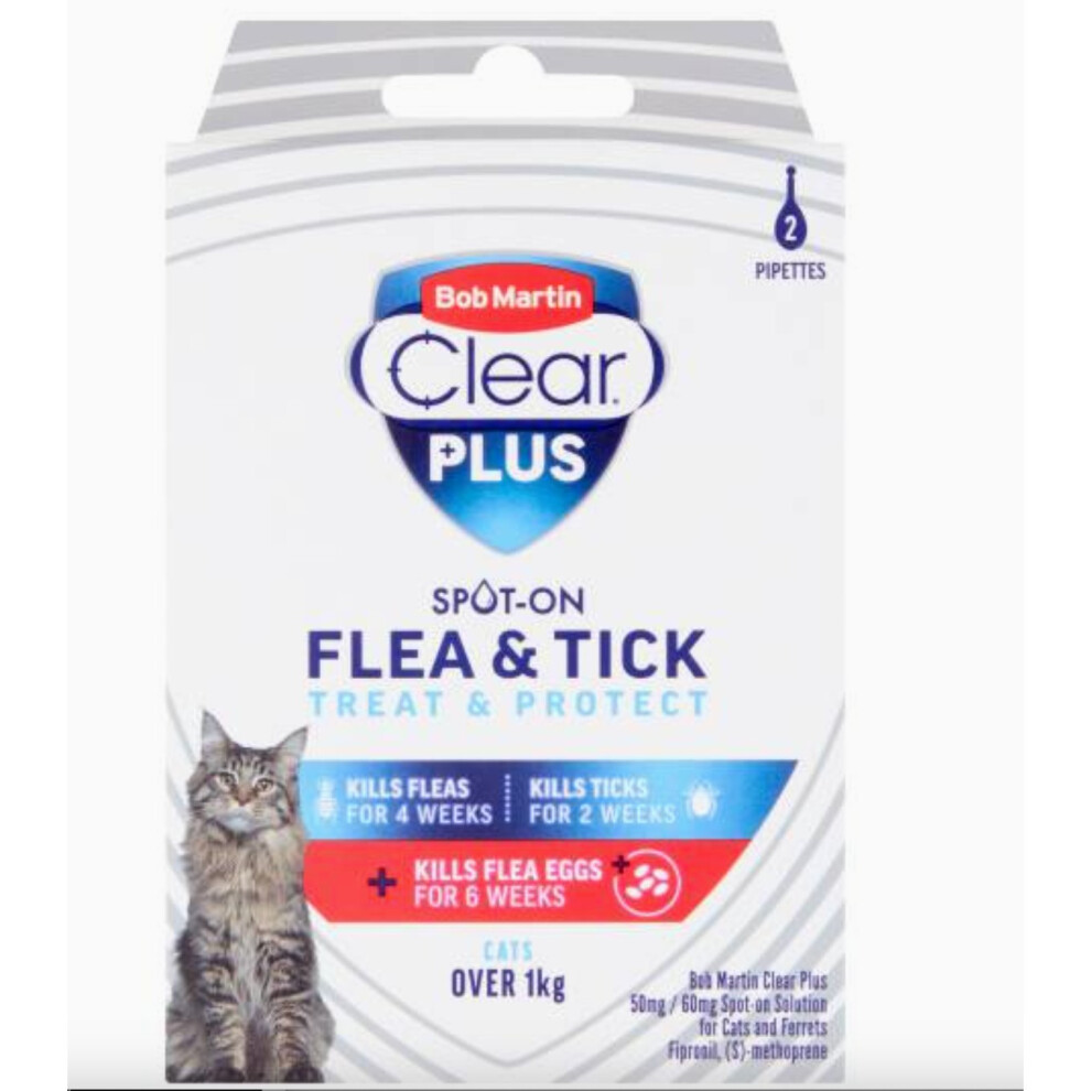 Bob Martin Clear Plus Spot-On Solution For Cats & Ferrets 2 Treatments