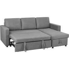 Yaheetech Sofa Bed L-Shaped Couch Sofa Corner Sofa 3 Seater Pull out Sofa Bed with Storage