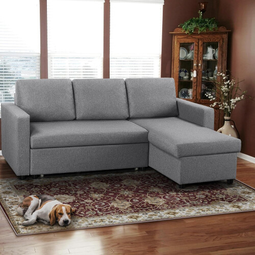 Yaheetech Yaheetech Sofa Bed L-Shaped Couch Sofa Corner Sofa 3 Seater Pull out Sofa Bed with Storage 2
