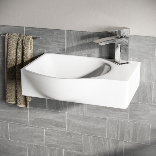 NES Home Nes Home Wall Hung Rectangle Basin Sink Right Hand 1