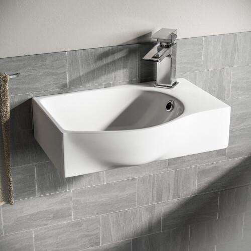 NES Home Nes Home Wall Hung Rectangle Basin Sink Right Hand
