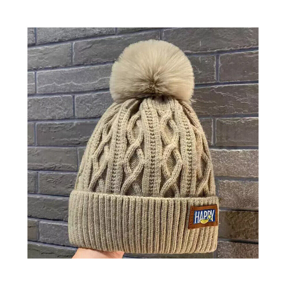 Blewandy (Khaki) New Women Ladies Winter Bobble Pom Pom Men Beanie Hat Ski Cable Knitted Hat