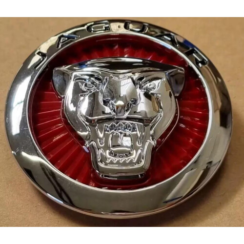 CHROME RED 85MM JAGUAR GRILL BADGE X-TYPE XJ XF XK X351 F-TYPE F PACE