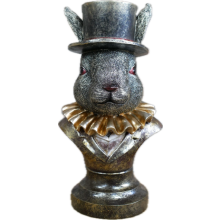 Dapper Rabbit in Top Hat Resin Bust - Hand-Painted Decorative Ornament for Mantels & Shelves