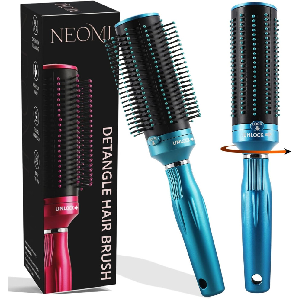 Retractable Detangle Hair Brush for Curly Hair, Straight Hair & Wet Hair | Detangling Round Hairbrush for Blow Dry | Soft Bristle for Long