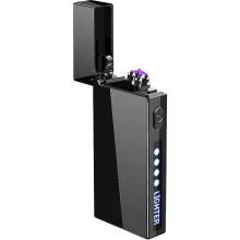 Lighter, Electric With Led Light, Usb Rechargeable Dual Arc Plasma Lighter, Electronic Windproof For