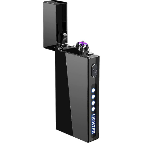 Lighter, Electric With Led Light, Usb Rechargeable Dual Arc Plasma Lighter, Electronic Windproof For