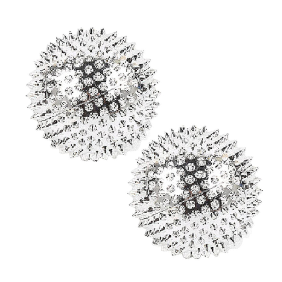 (Silver, 56mm) 2pcs Massage Ball With Needles-acupressure Active Massager Spiky Hard Massaging Tool For Hand Foot