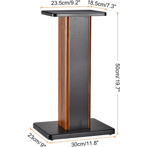 Sourcing map Wood Speaker Stands, 2 Pack 19.7 Inch (50cm) Universal Speaker Stand 1