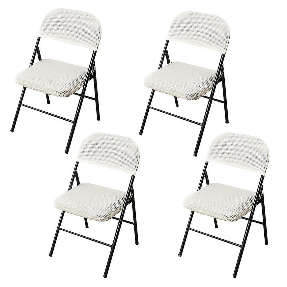 (white) 4 Pcs Folding Chair Split Seat Cover For Party Wedding Home