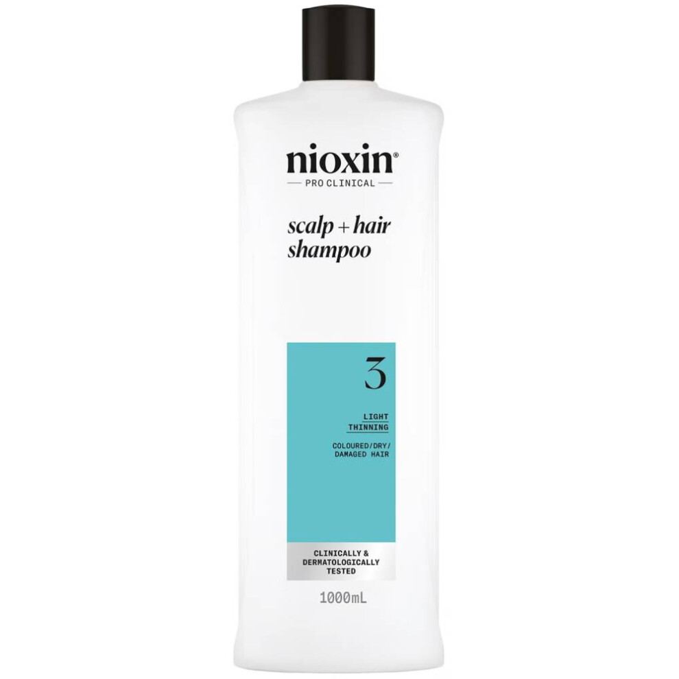 Nioxin System 3 Scalp + Hair Shampoo For Thinning Coloured Hair 1000Ml Light