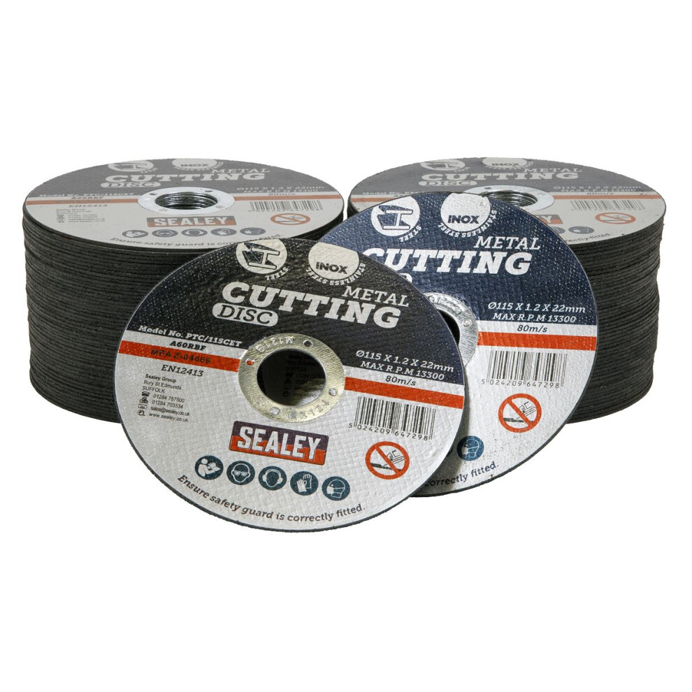 Sealey 115 X 1.2Mm Cutting Disc 22Mm Bore - Pack Of 100 Ptc/115Cet100
