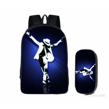 (Picture color21) Student Backpacks Female Diy Michael Jackson Printing Children Schoolbags For Boys Kids Men Book Bag 2pc Set With Pencil Case