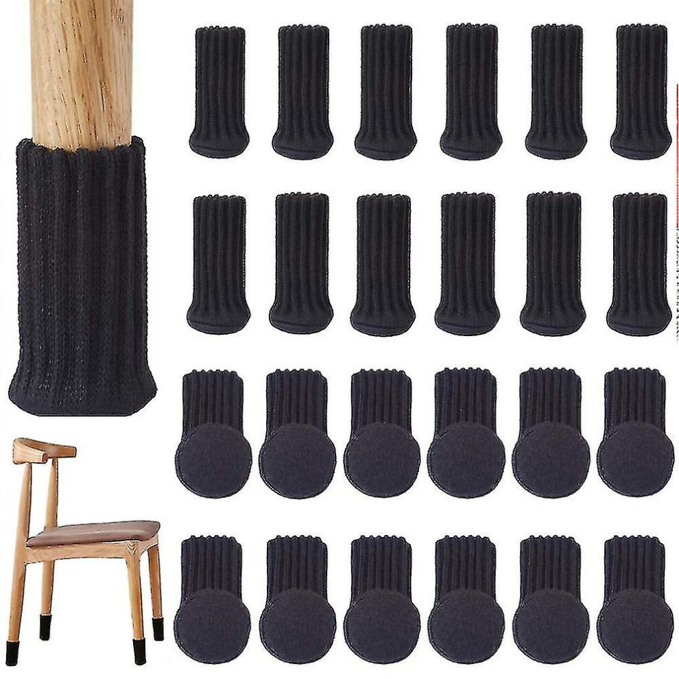 24pcs Chair Socks Furniture Socks Non-slip Elastic Chair Leg Feet Socks Covers, Knitted Furniture Pads For Furniture Feet Girth From 3" To 5
