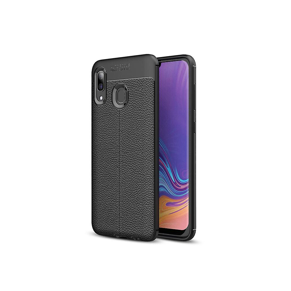 (Black) Litchi Texture Tpu Shockproof Case For Galaxy A40 Black 8795863737119