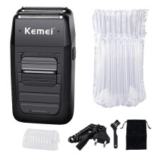 (Color: No Box) Kemei Rechargeable Cordless Shaver+ Free Gift