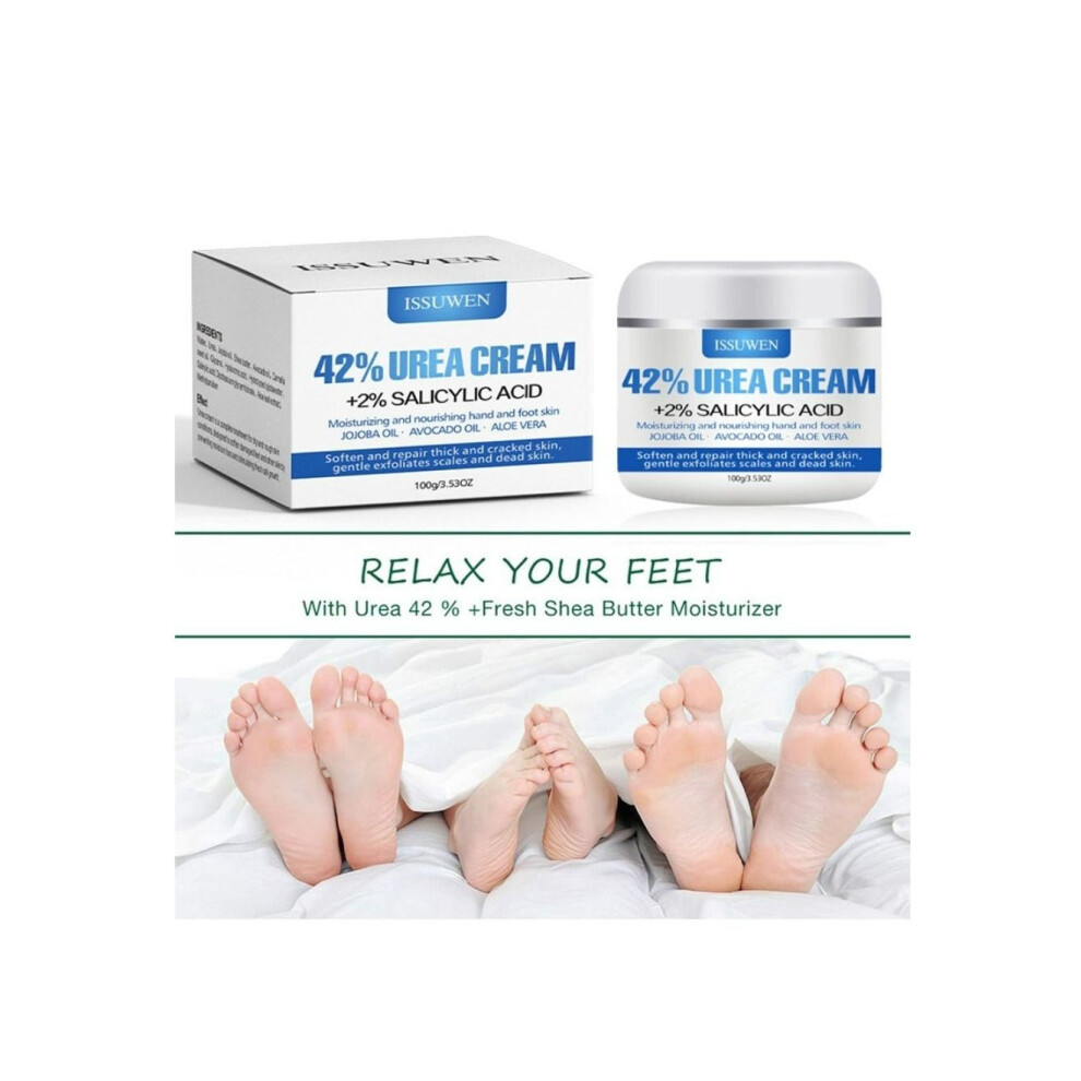 Cream Issuwen Hand And Foot Care 42% Urea Intensive Moisturizes & Softens Skin Callus Remover Hand & Foot For Dry Cracked Heels Elbows 100G