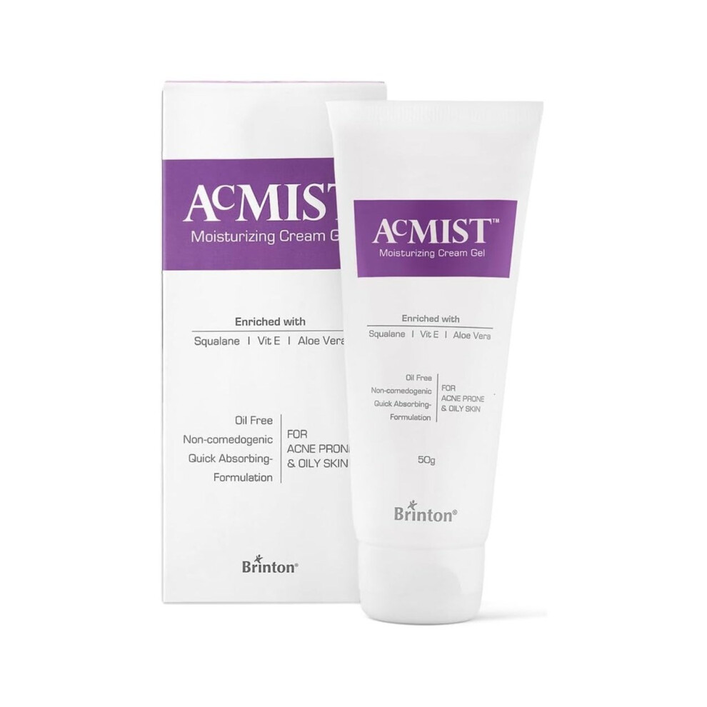 Brinton AcMist Face Moisturizing Cream Gel  Acne Prone & Oily Skin | Enriched with Vitamin E, Aloe Vera & Squalane | Quick Absorbing Formulation 50g
