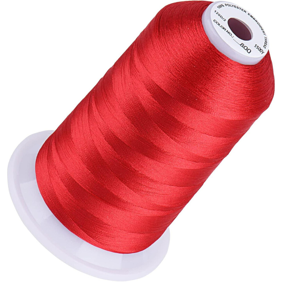 Embroidery Thread 5500 Yards Prussian 800, 40Wt 100% Polyester For Brother, Babylock, Janome, Singer, Pfaff, Husqvarna, Bernina Machine 800 Red