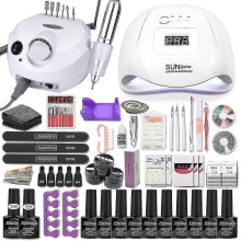 Kryp-35000rpm Nail Art Kit With 120w/54w Led Nail Lamp 40/30/20/10 Colors Uv Polishing Gel Polishing Nail Art Kitcombo3-