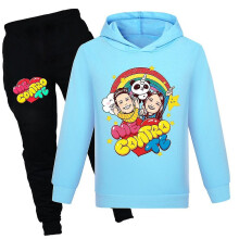 (Light Blue, 7-8 Years) Me Contro Te Print Kids Tracksuit Set Boys Girls Casual Hooded Sweatshirt Hoodies Tops Jogging Pants Sports Outfit Activewear