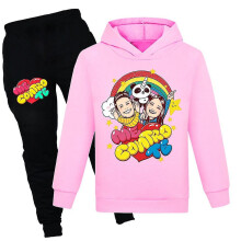 (Pink, 9-10 Years) Me Contro Te Print Kids Tracksuit Set Boys Girls Casual Hooded Sweatshirt Hoodies Tops Jogging Pants Sports Outfit Activewear