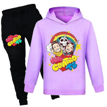 (Purple, 9-10 Years) Me Contro Te Print Kids Tracksuit Set Boys Girls Casual Hooded Sweatshirt Hoodies Tops Jogging Pants Sports Outfit Activewear
