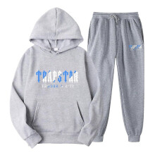 (Gray, L) Jogging Suit For Men And Women, Tracksuit With Trapstar Print, Unisex Sports Suit Set, 2 Piece Hoodie, Sports Trousers, Hoodie, Jogging Bottoms, Hoody