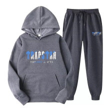 (Dark gray, M) Jogging Suit For Men And Women, Tracksuit With Trapstar Print, Unisex Sports Suit Set, 2 Piece Hoodie, Sports Trousers, Hoodie, Jogging Bottoms, Hoody