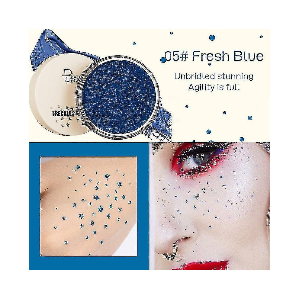 Blue (5 Fresh ) Water-Resistant Faux Freckle Kit Lifelike Fake Freckle Stamper