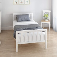 Panana Single Bed In White 3ft Solid Wooden Frame For Adults Kids Teenagers