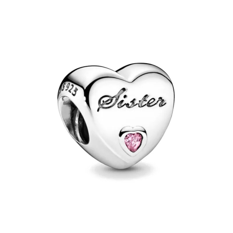 (Sister 925) Silver charm Heart Shaped for Bracelets & Necklace